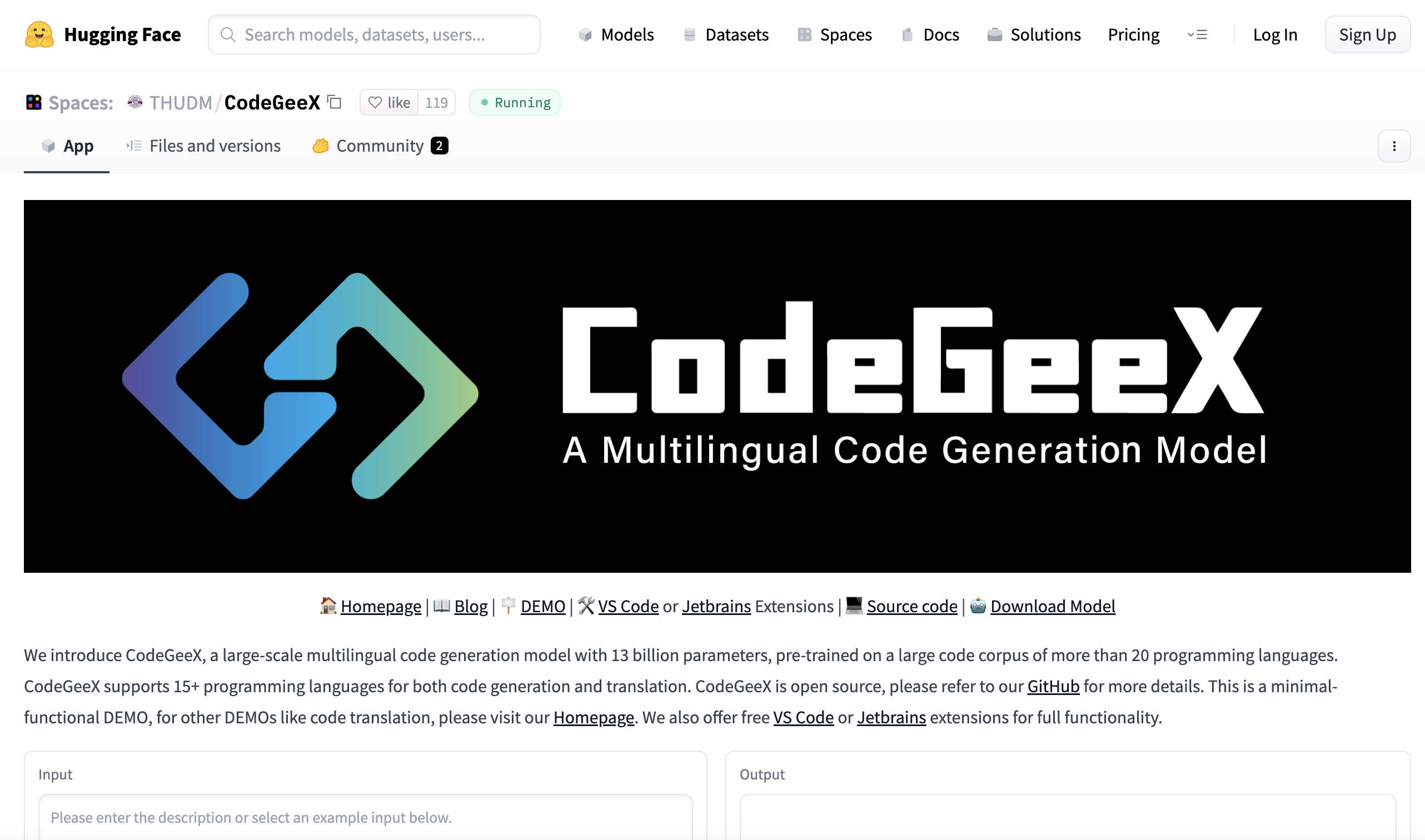 CodeGeeX screenshot
