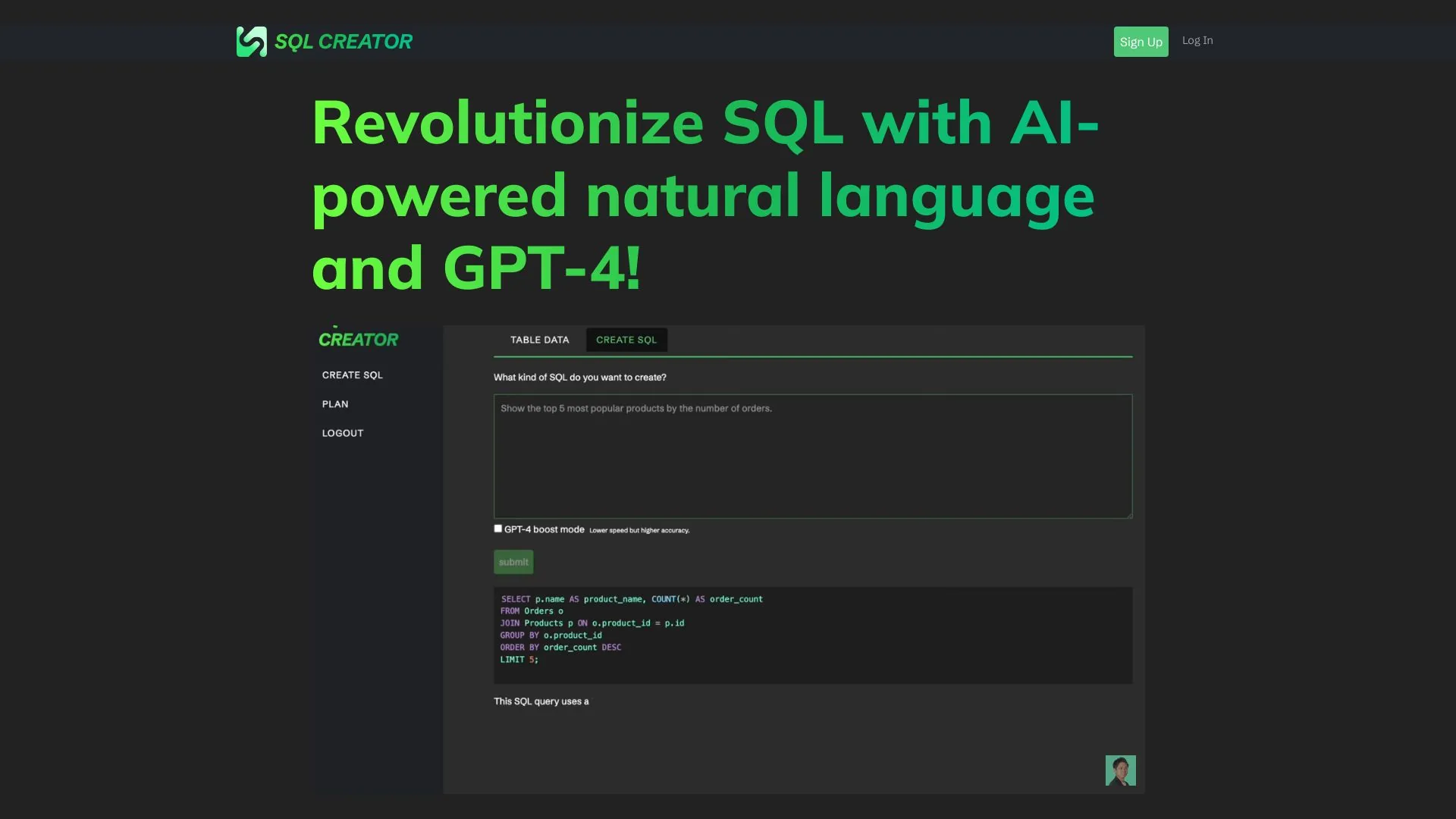 SQL CREATOR screenshot