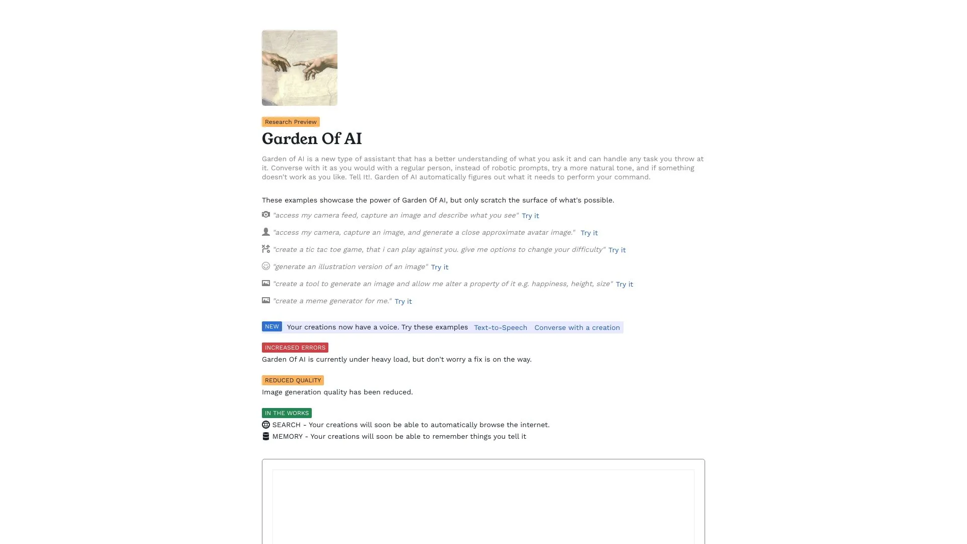 Garden of AI screenshot