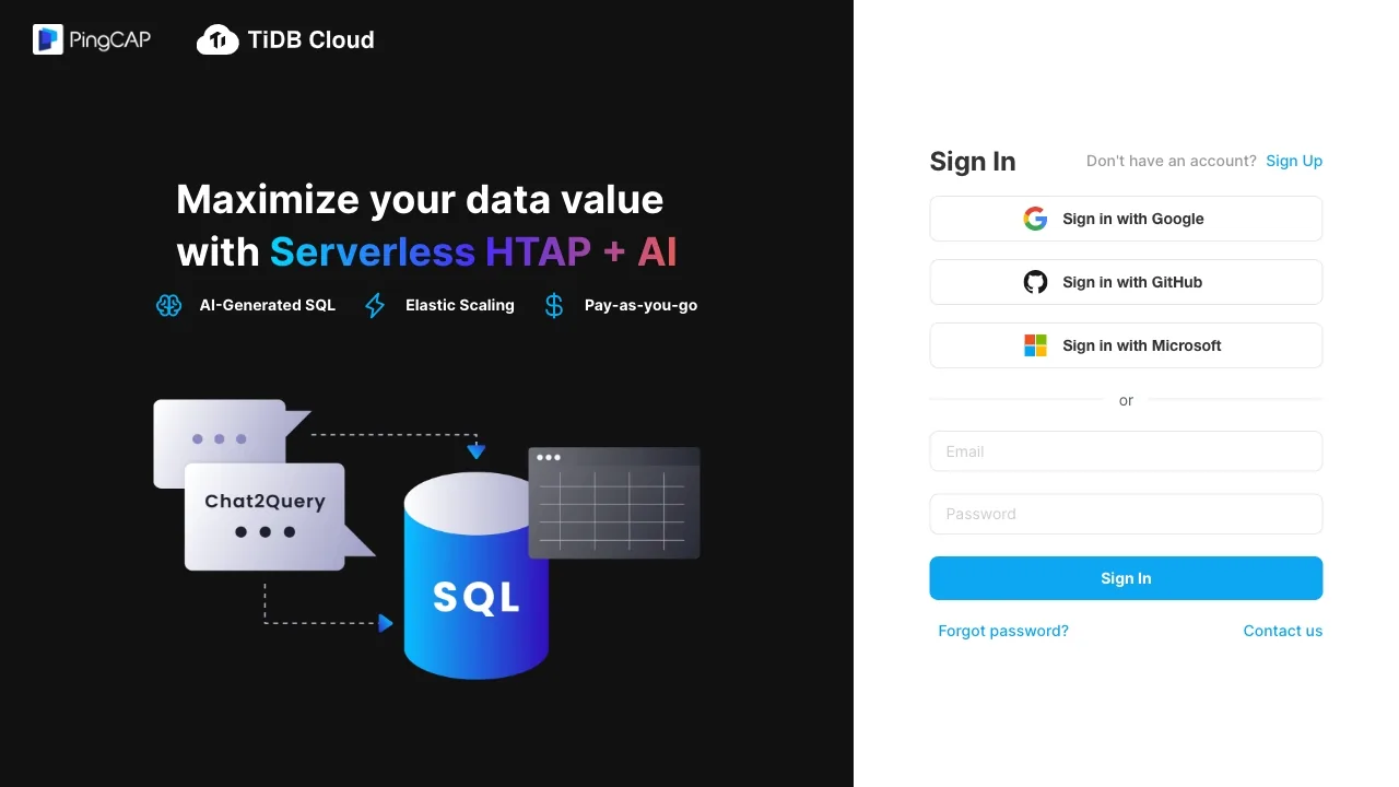 TiDB Cloud screenshot