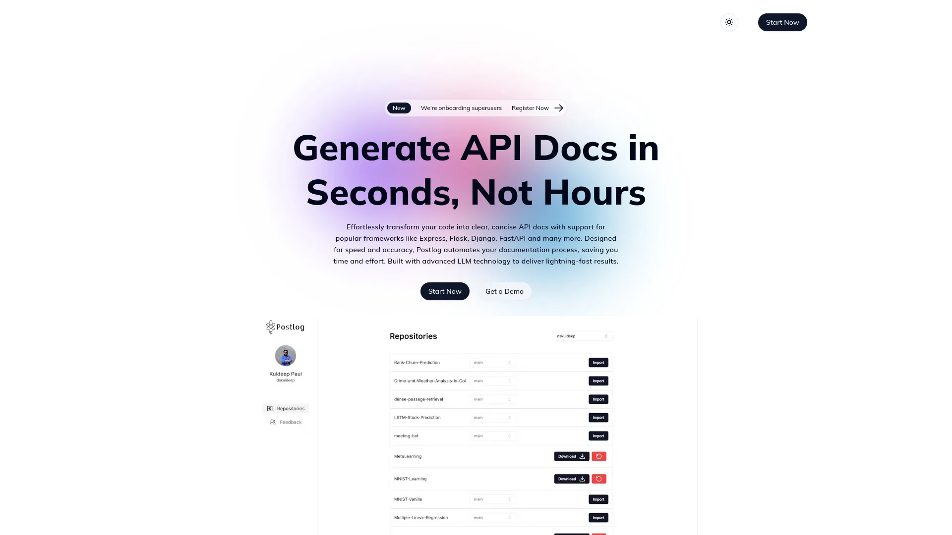 Postlog screenshot