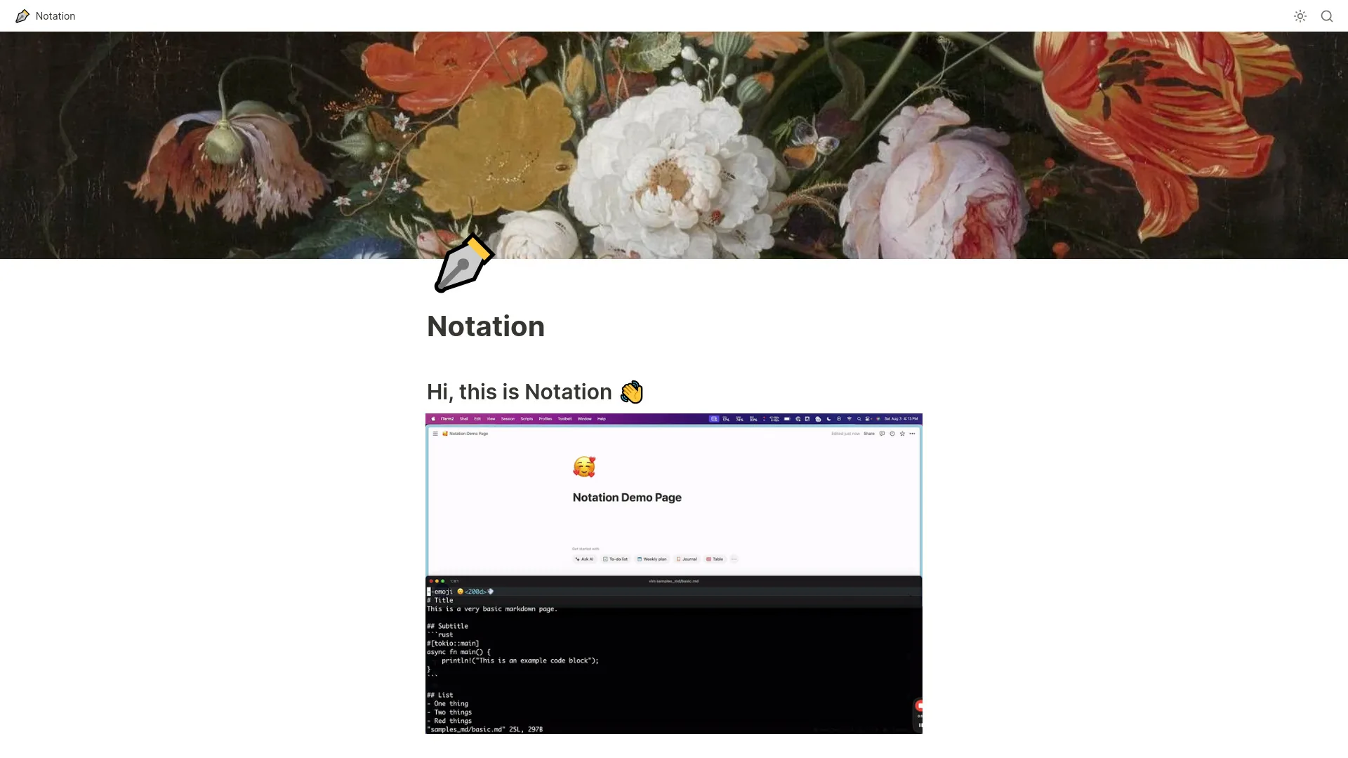 Notation screenshot