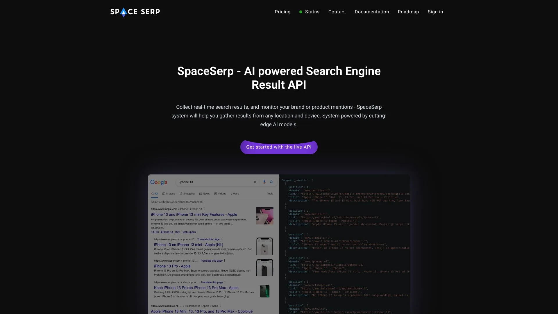 SpaceSerp screenshot