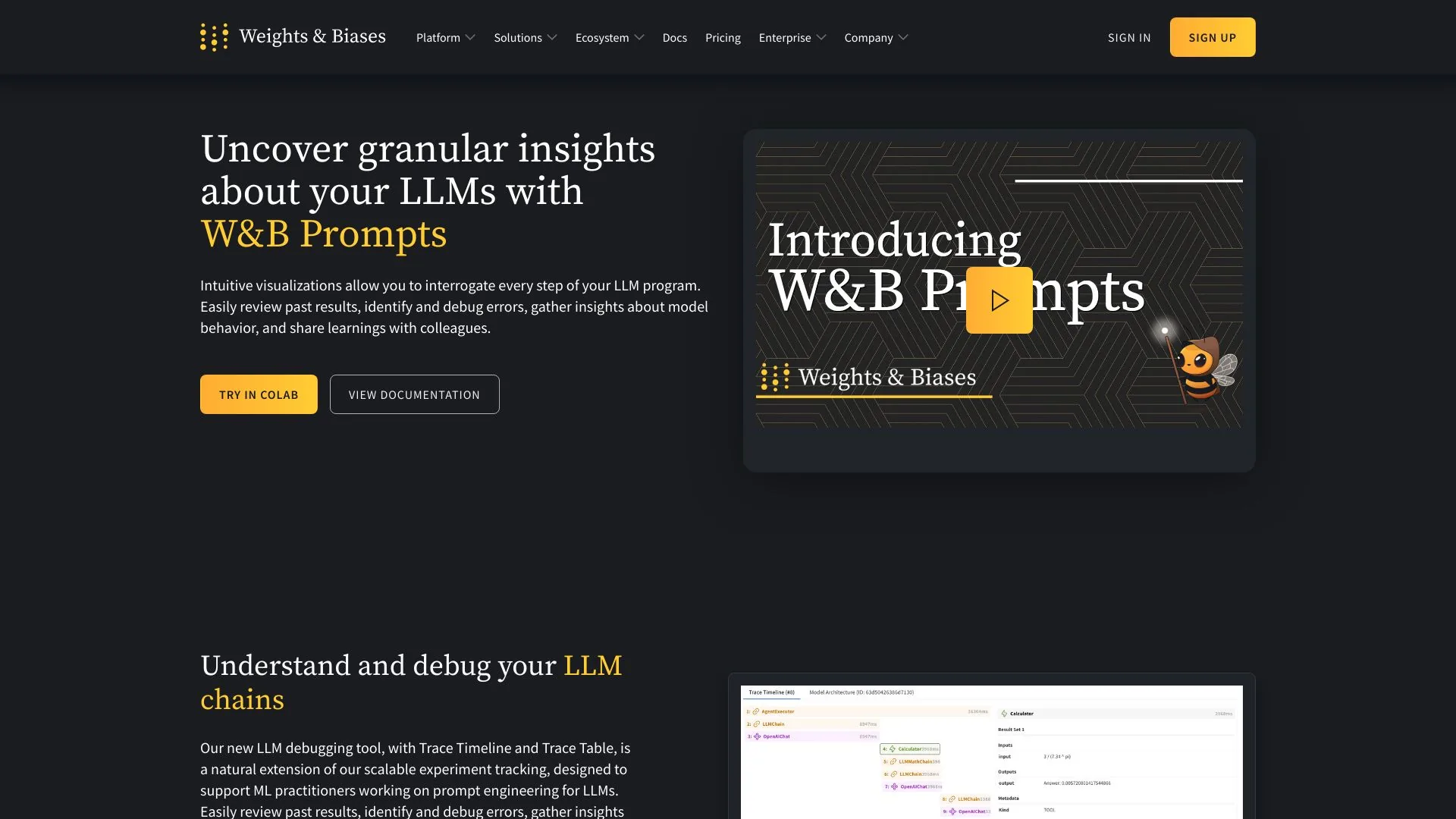 Weights & Biases screenshot