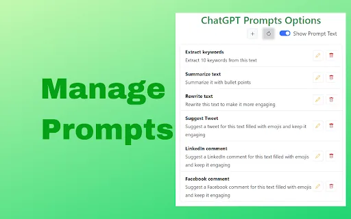ChatGPT Prompt Manager screenshot