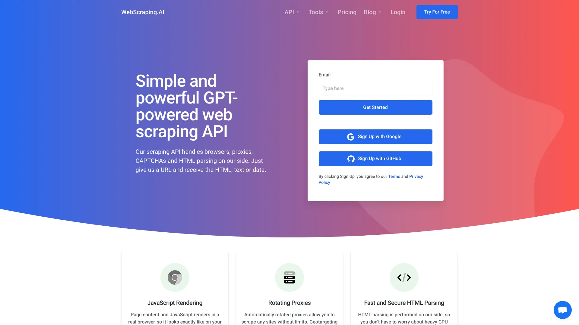 WebScraping.AI screenshot