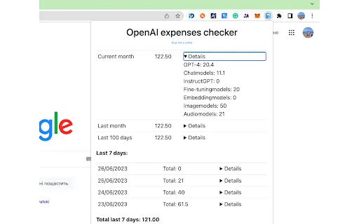 OpenAI Expenses Checker screenshot