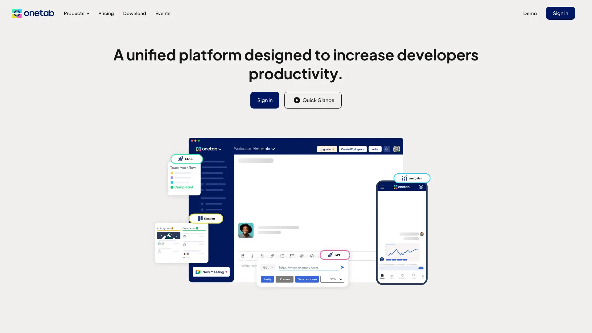 Onetab screenshot