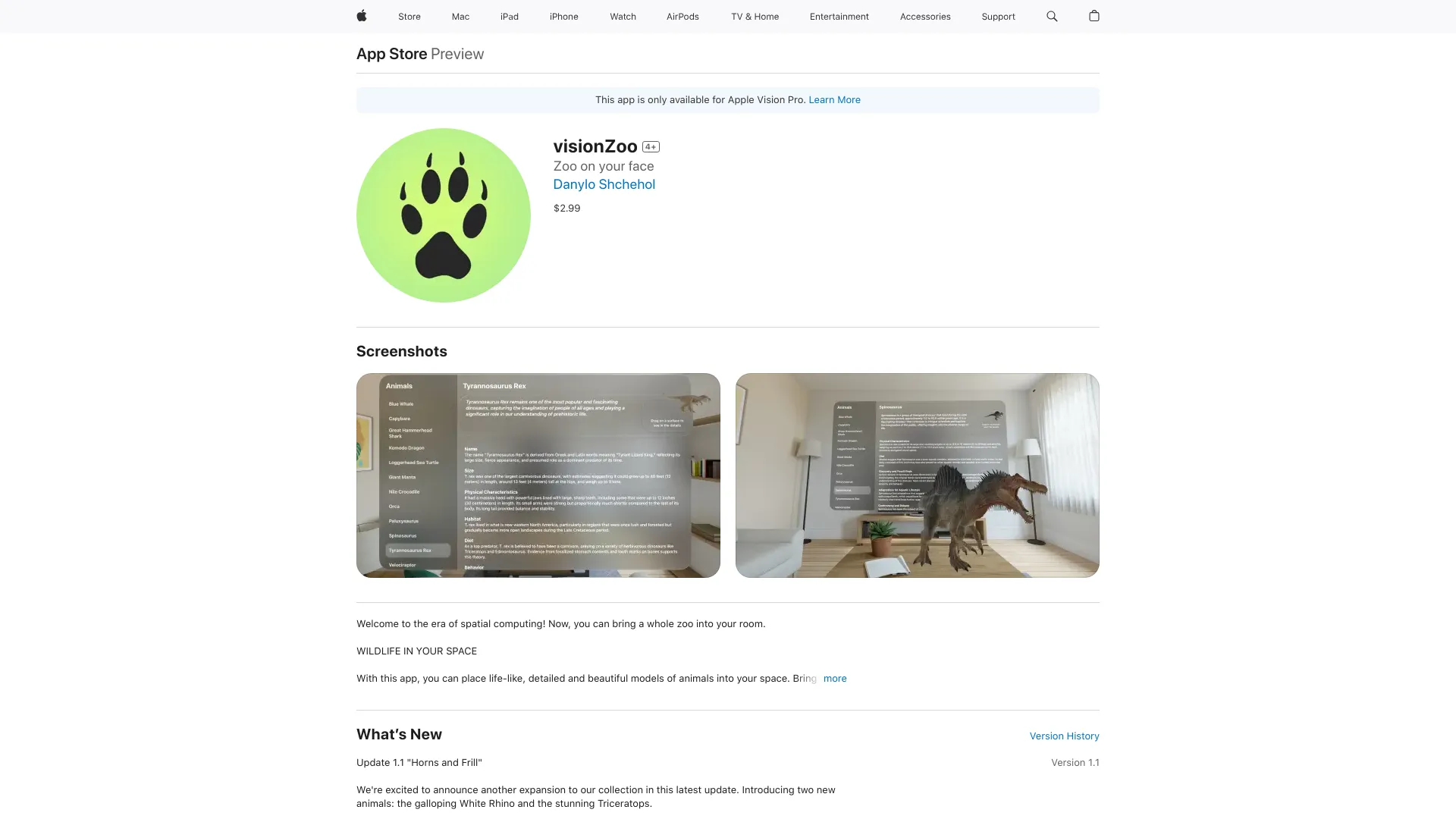 visionZoo screenshot