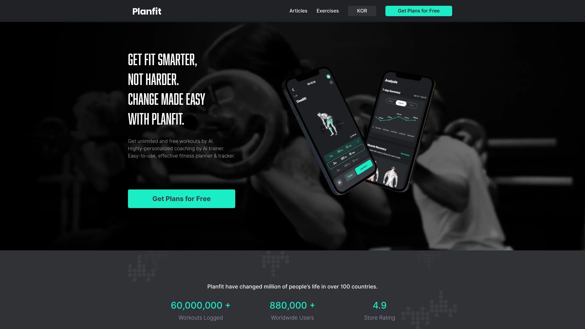 Planfit: Gym Home Workouts & AI Fitness Plans screenshot