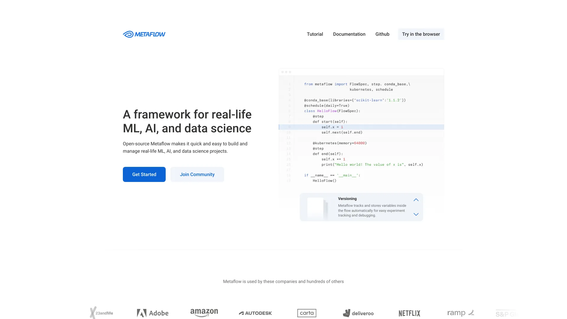 Metaflow screenshot
