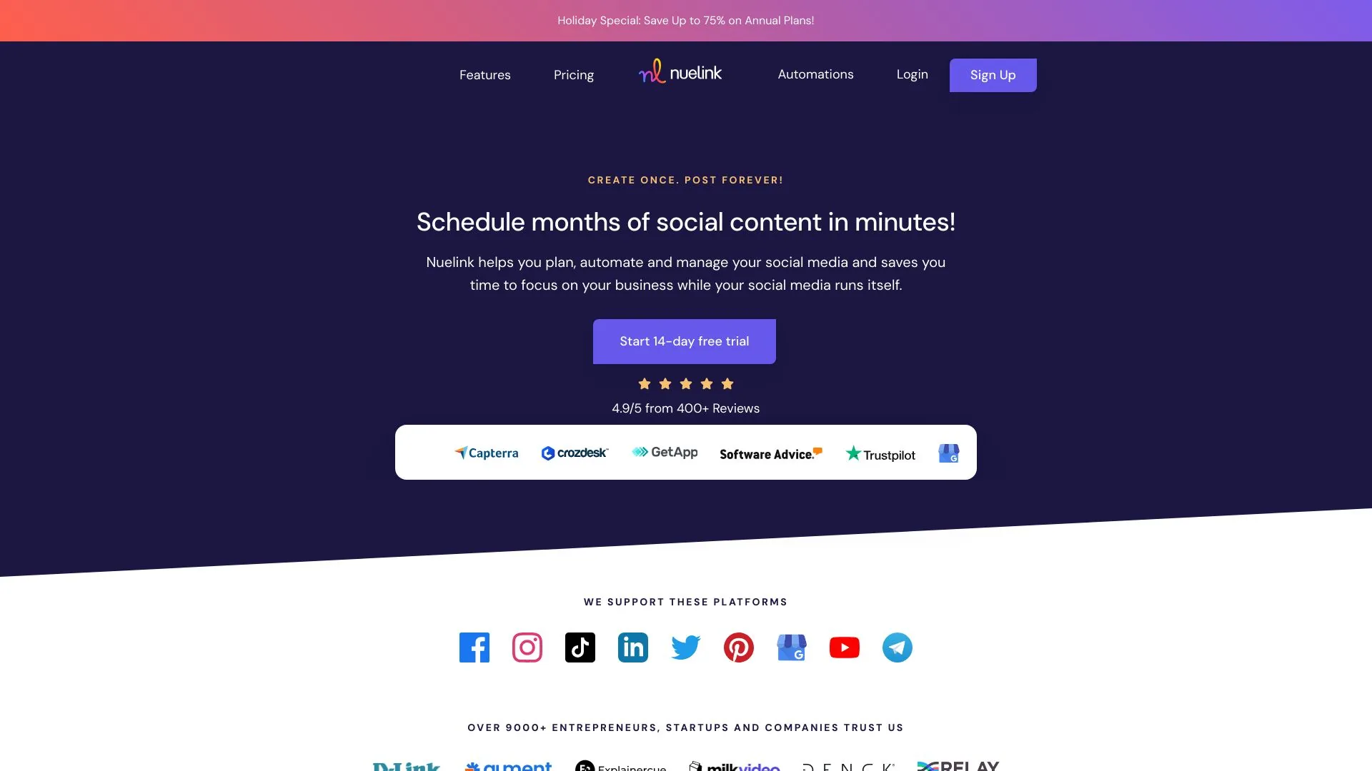 Nuelink - Social Media Scheduling and Automation Tool screenshot