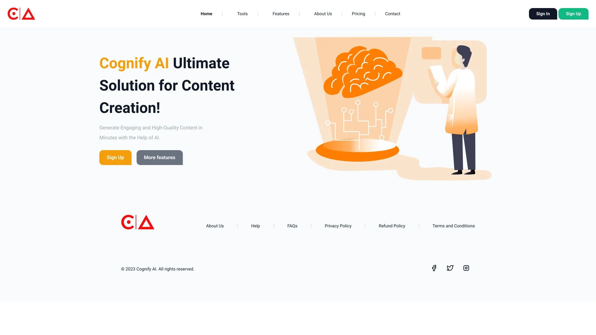 Cognify AI Content Creation Tool screenshot