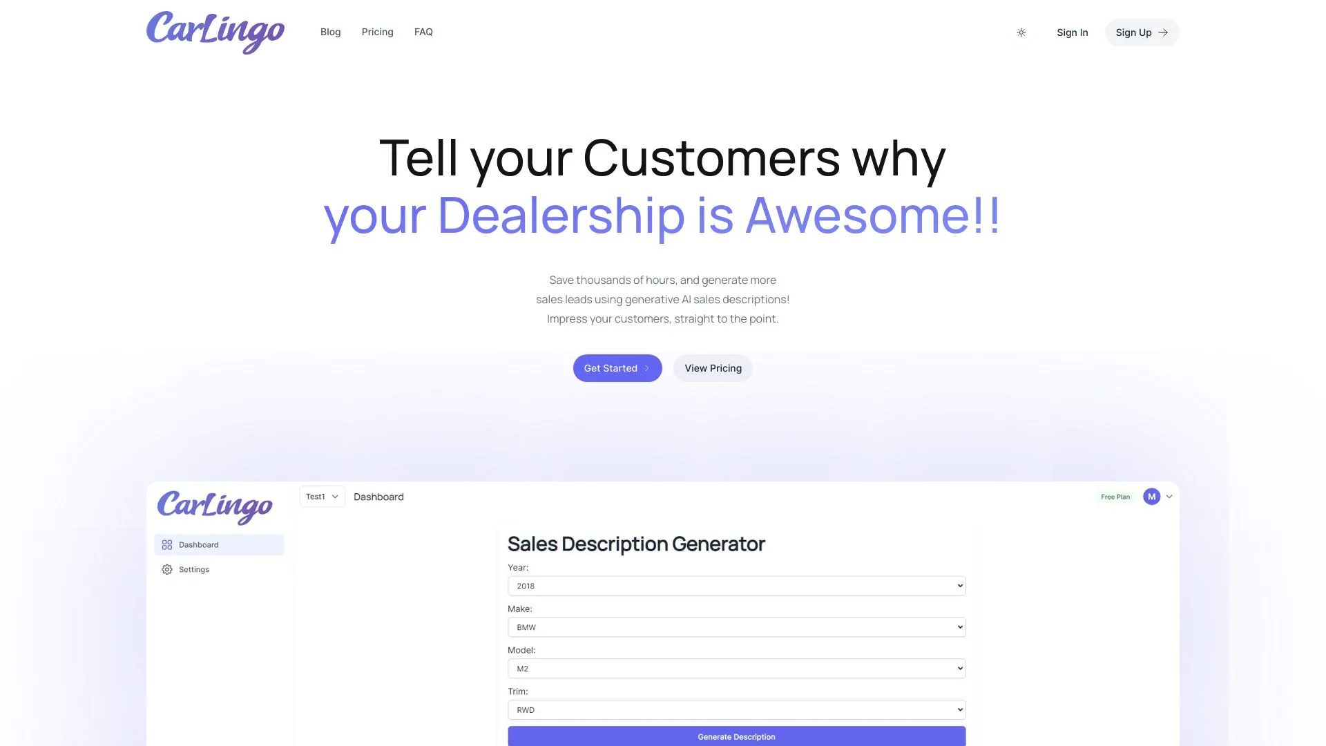Car Sales Description AI screenshot