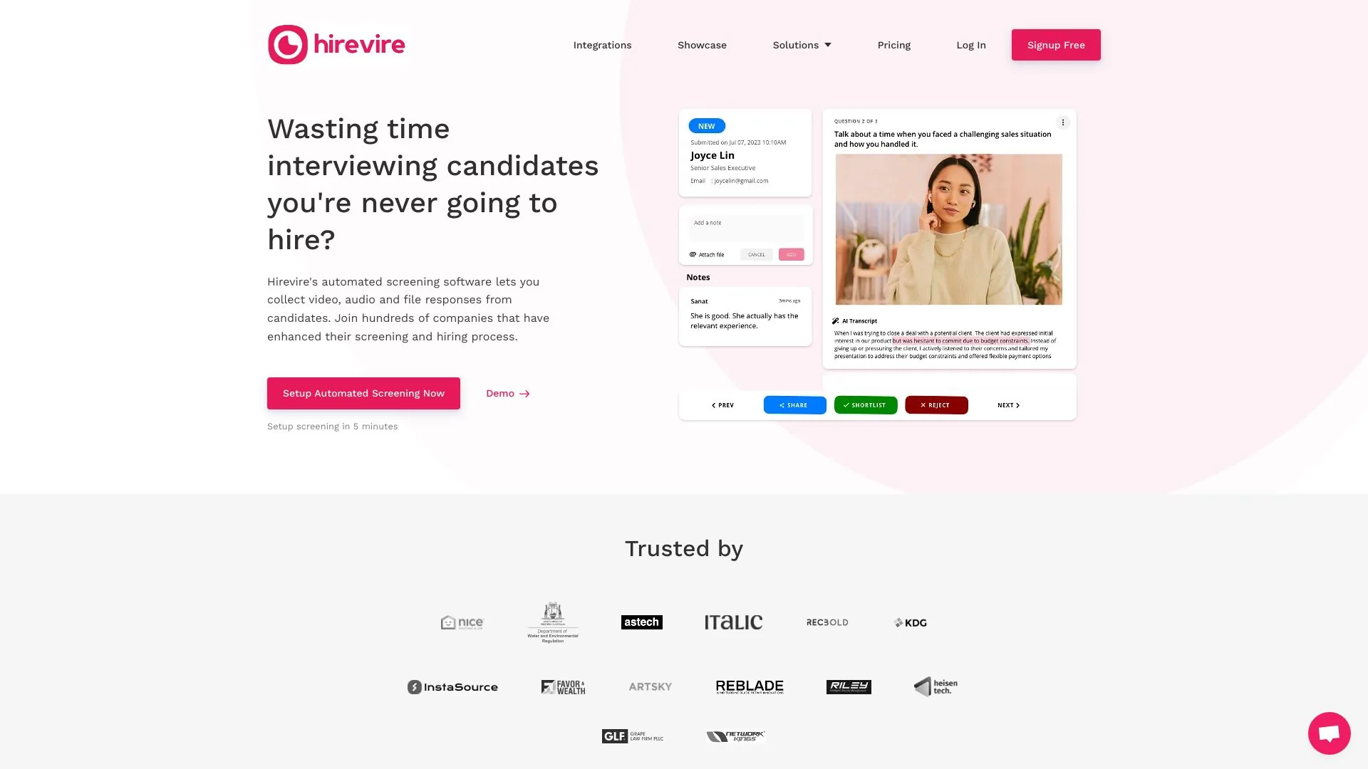 Hirevire screenshot
