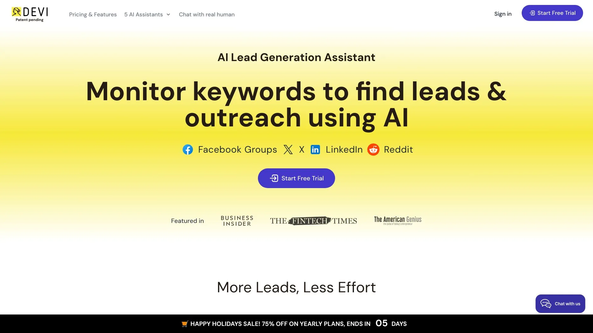 Devi | AI Social Media Leads Monitoring and Outreach Tool screenshot