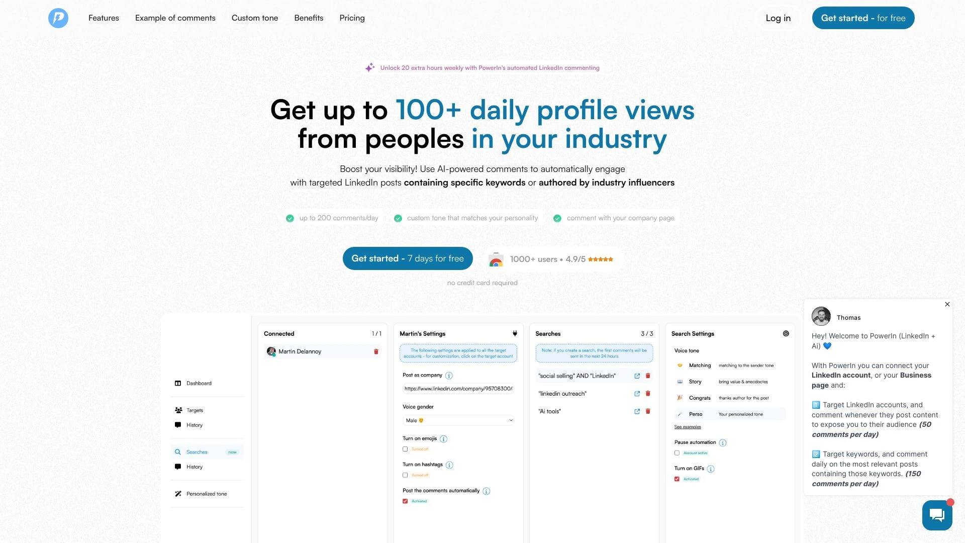PowerIn - Automated LinkedIn Comments with AI screenshot