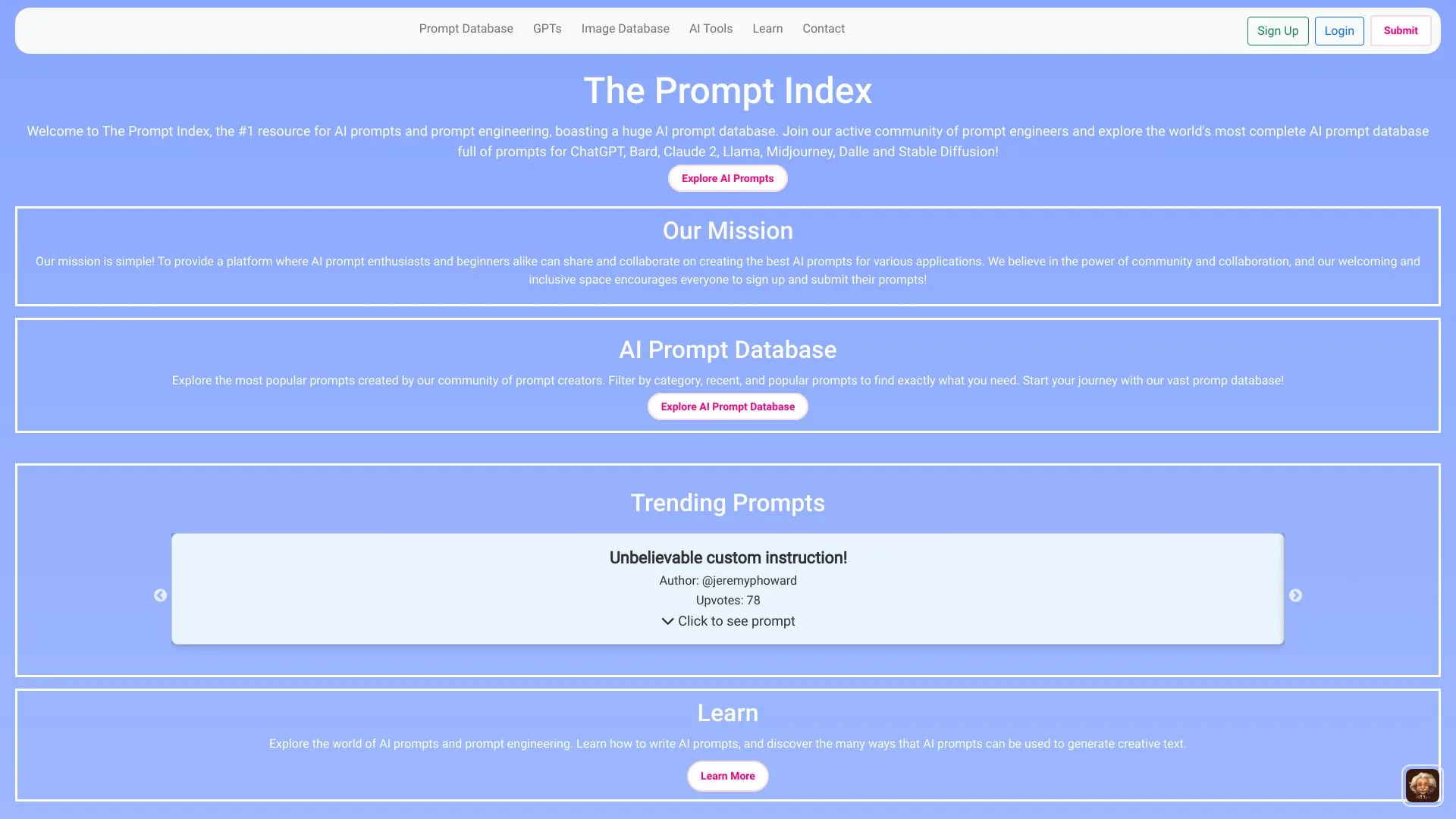 The Prompt Index screenshot
