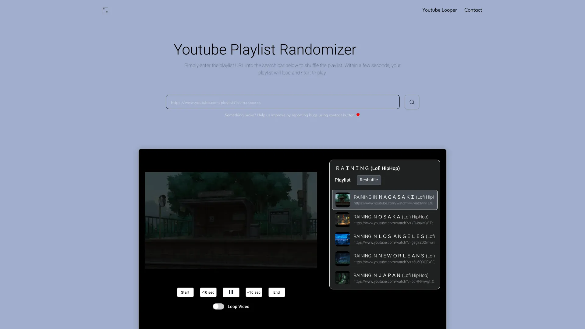 Youtube Playlist Randomizer screenshot