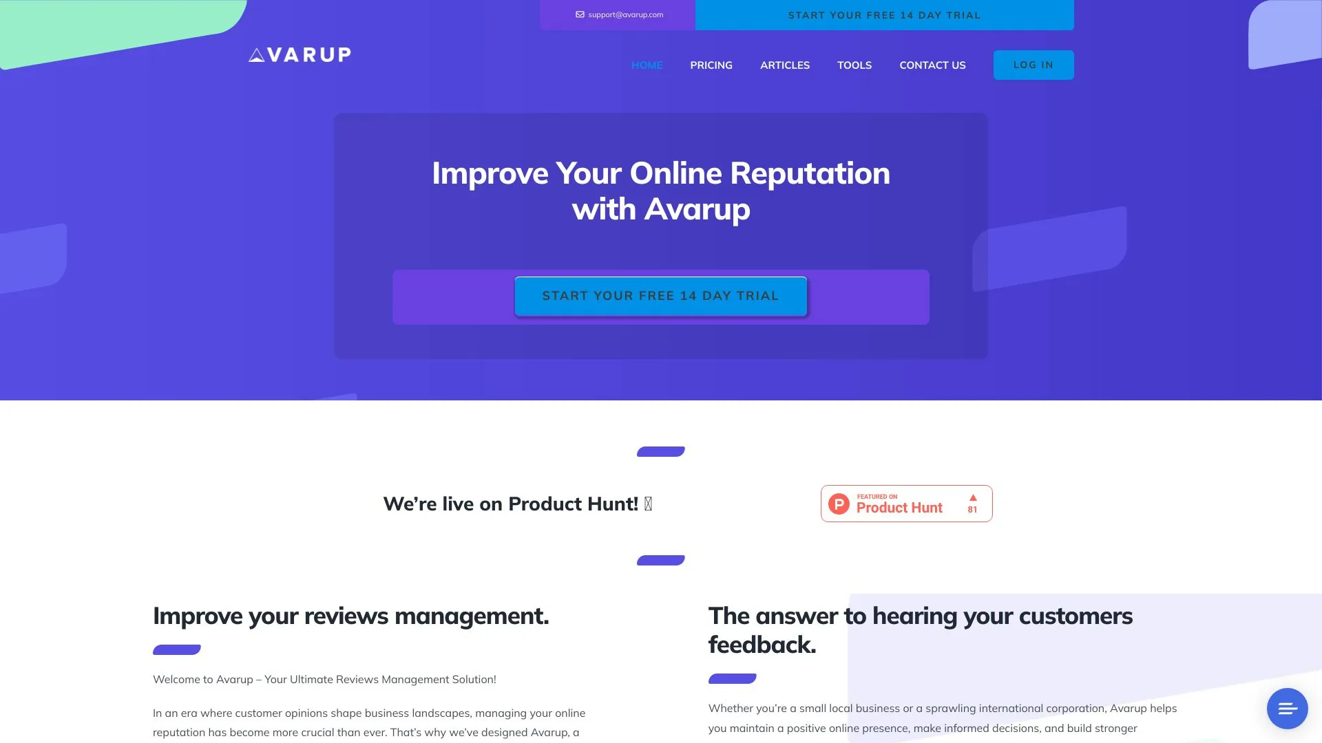 Avarup Reputation Management Platform screenshot