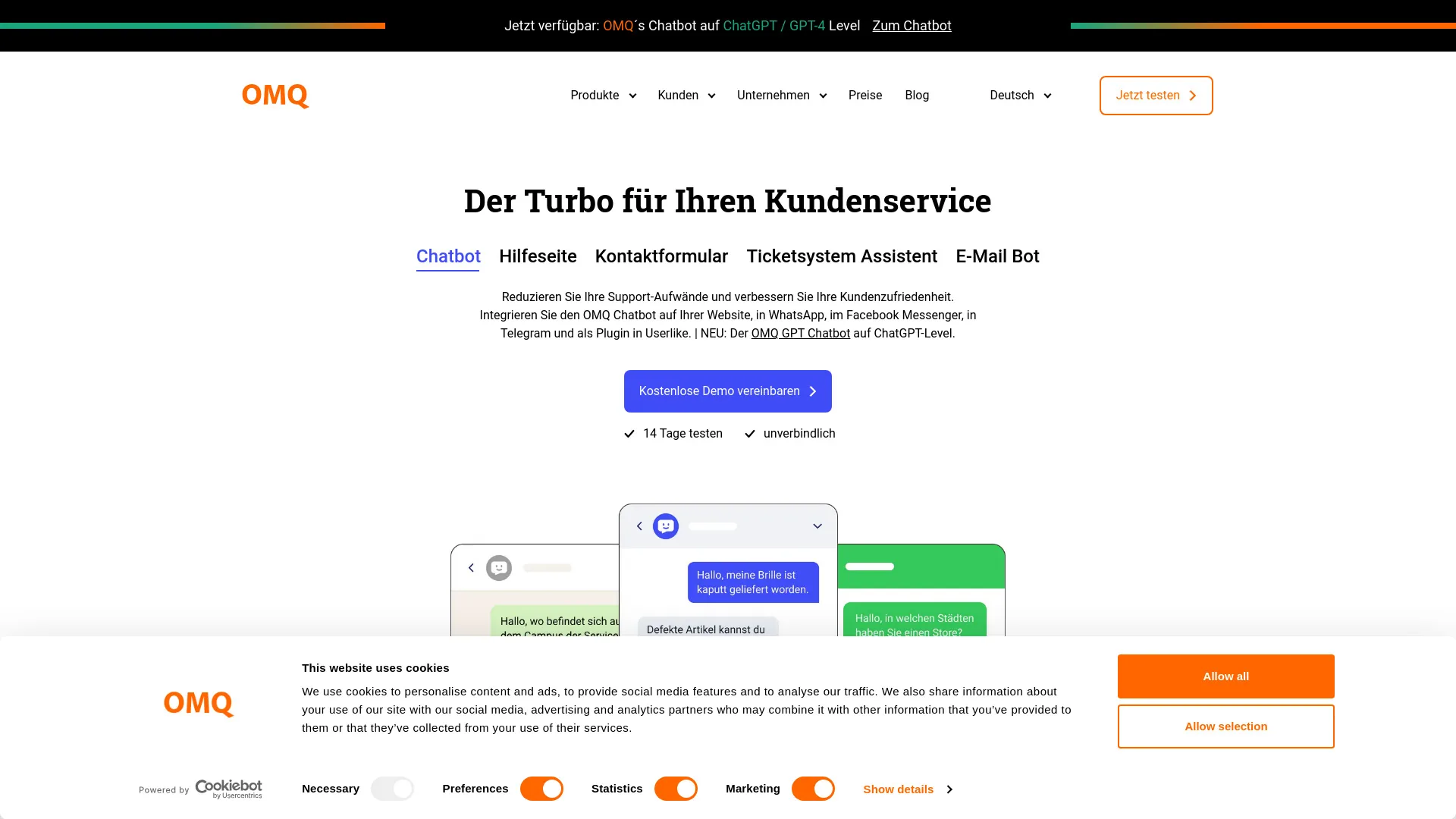 OMQ Chatbot screenshot