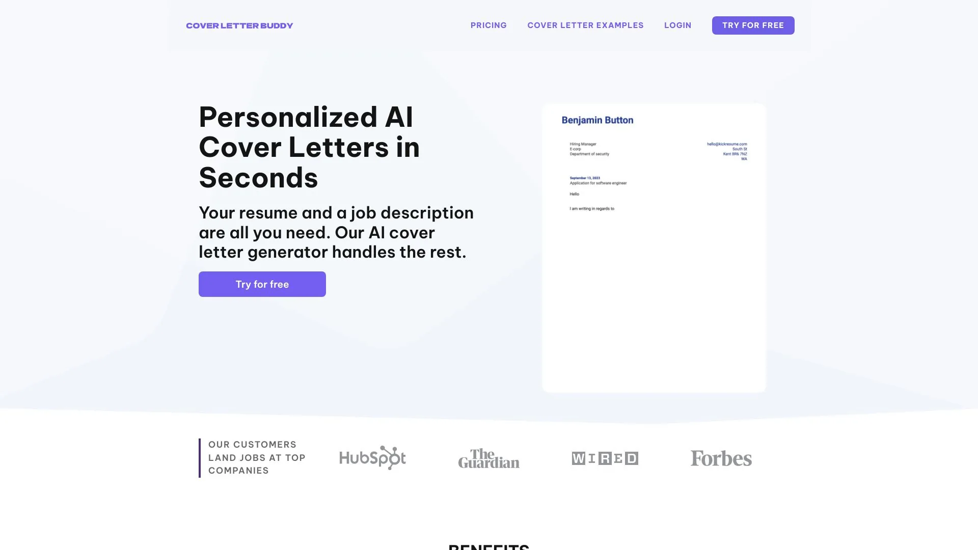 Free AI Cover Letter screenshot