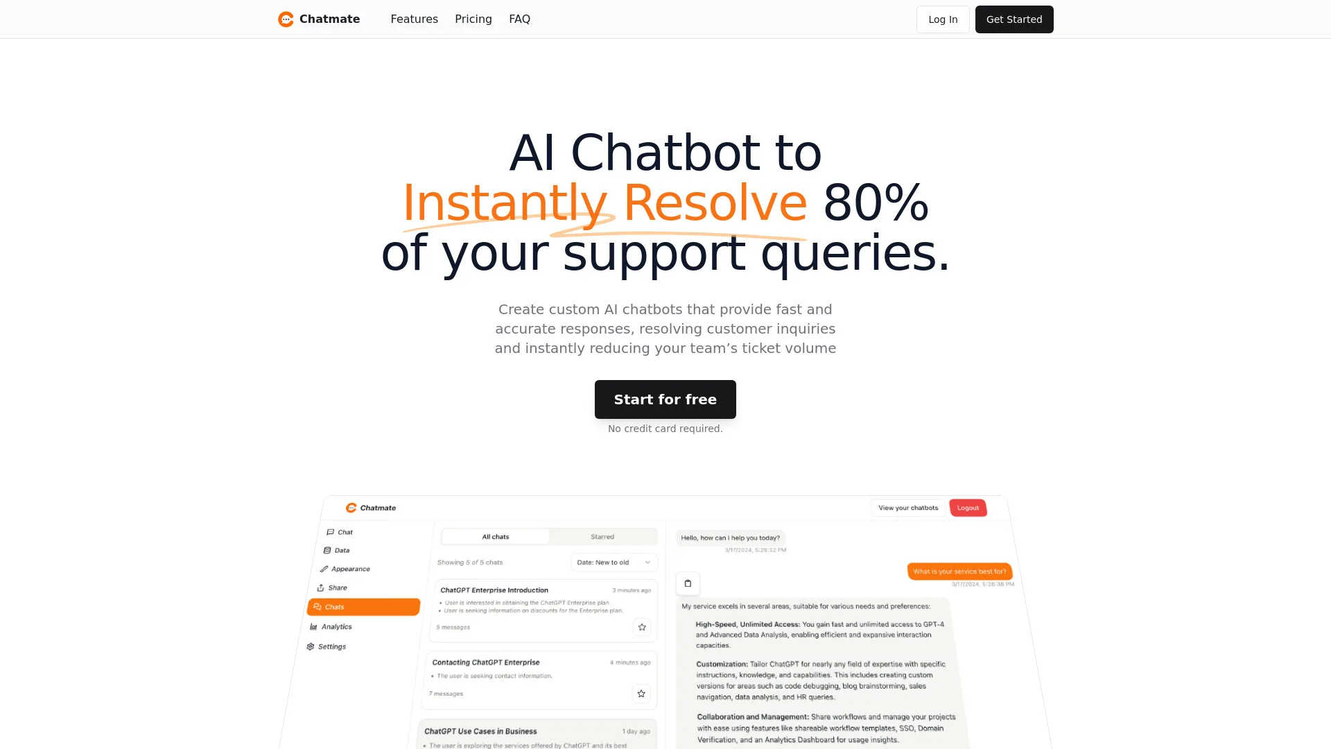 Chatmate - AI Customer Support screenshot