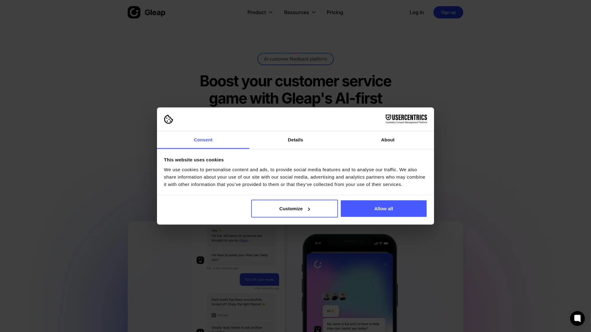 Gleap screenshot