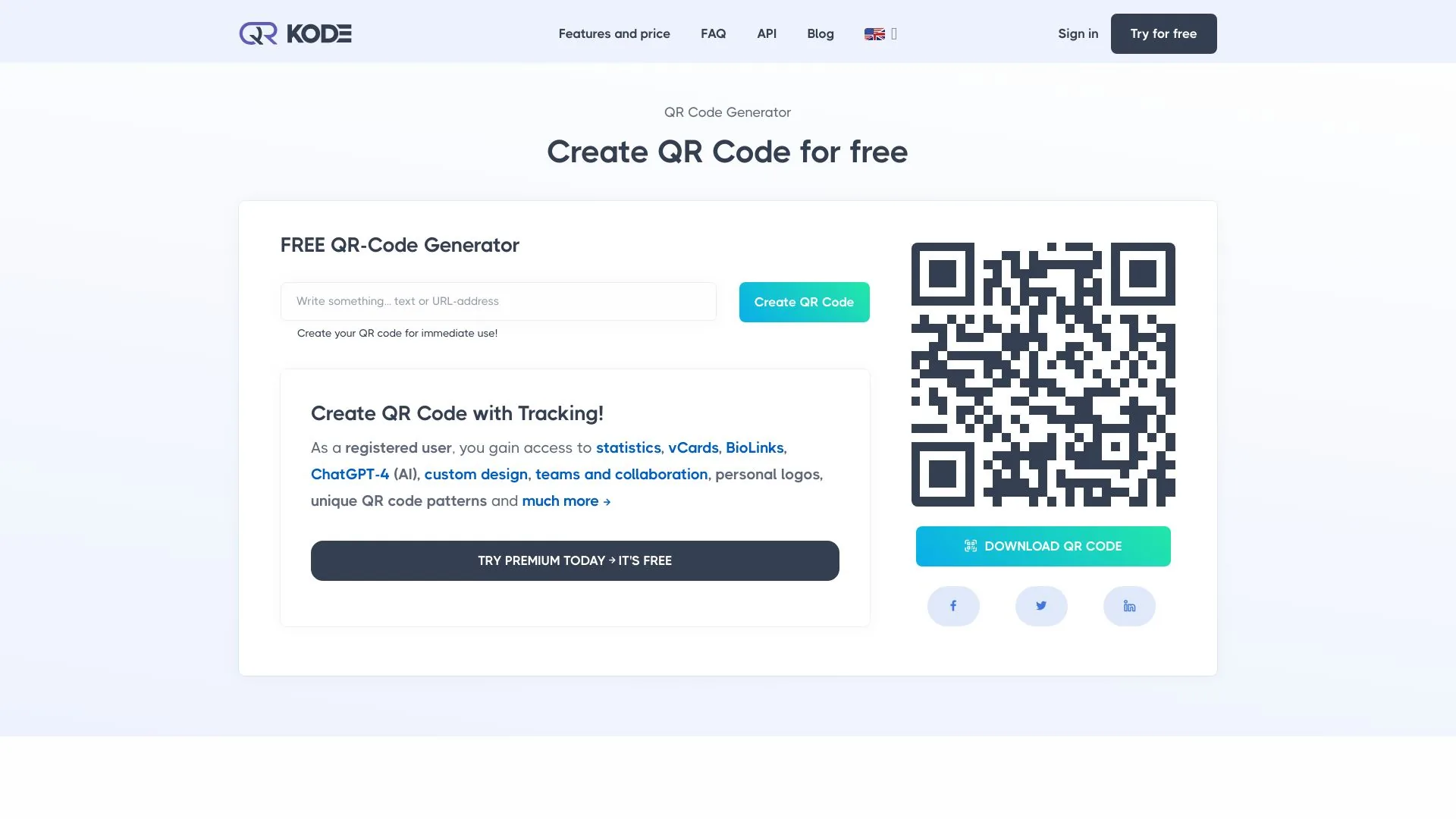 QR-Kode.no screenshot