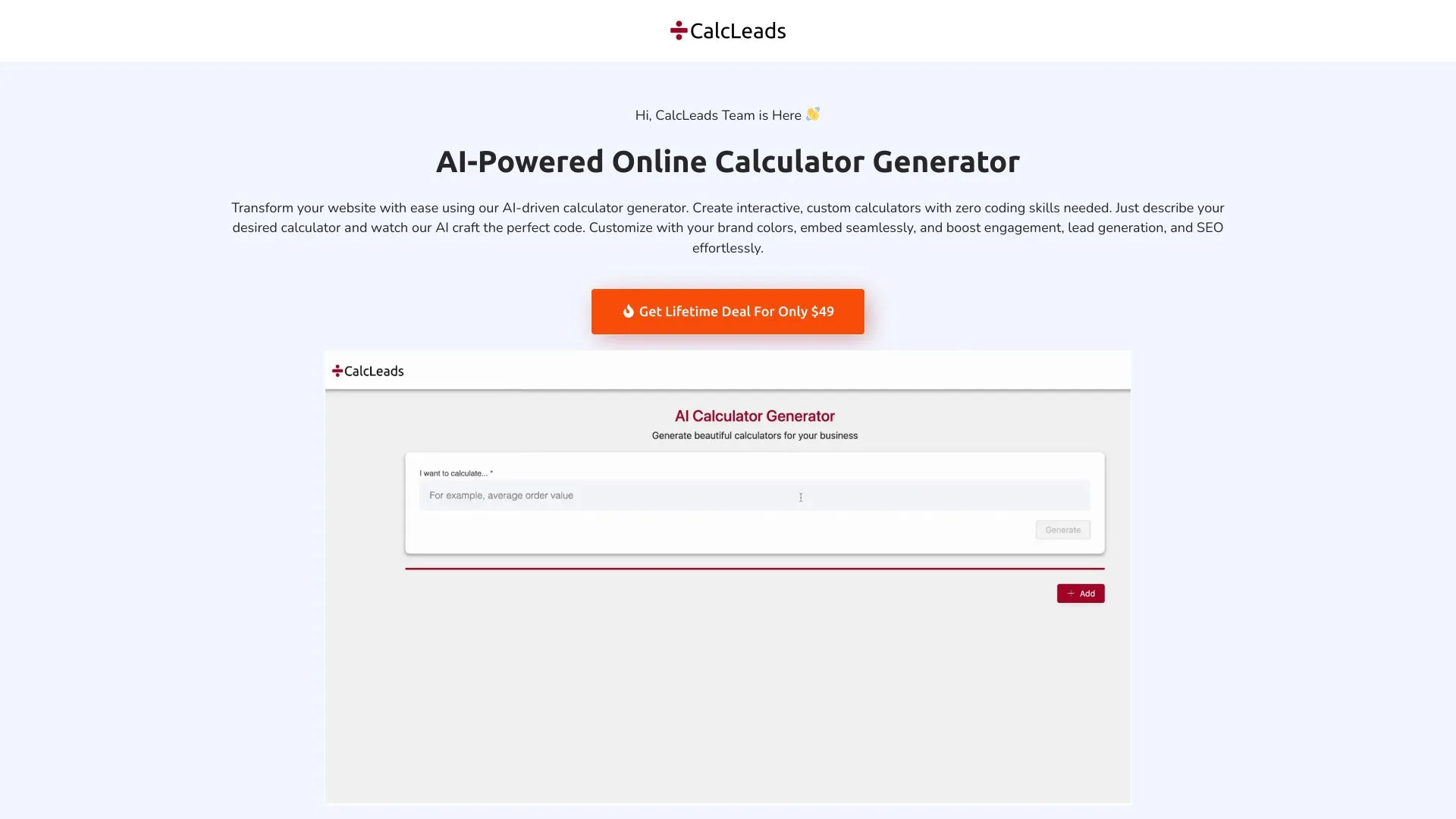AI Interactive Calculators Generator screenshot