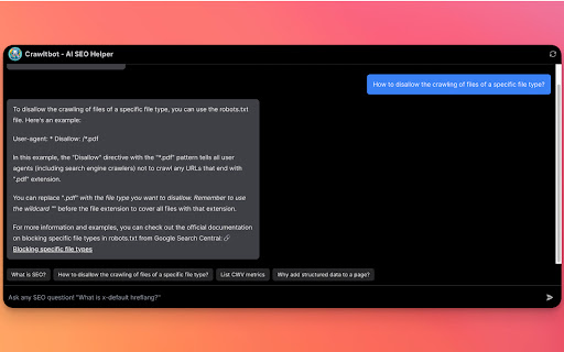 Crawltbot screenshot