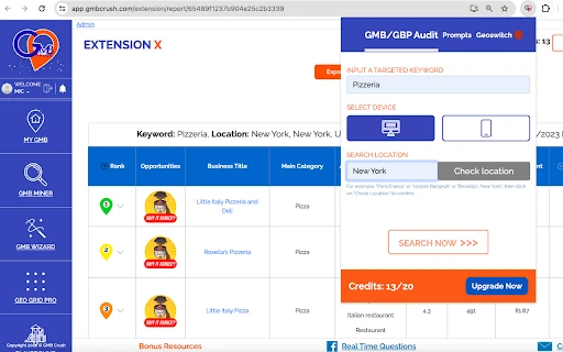 GMB Crush Chrome AI Assistant screenshot