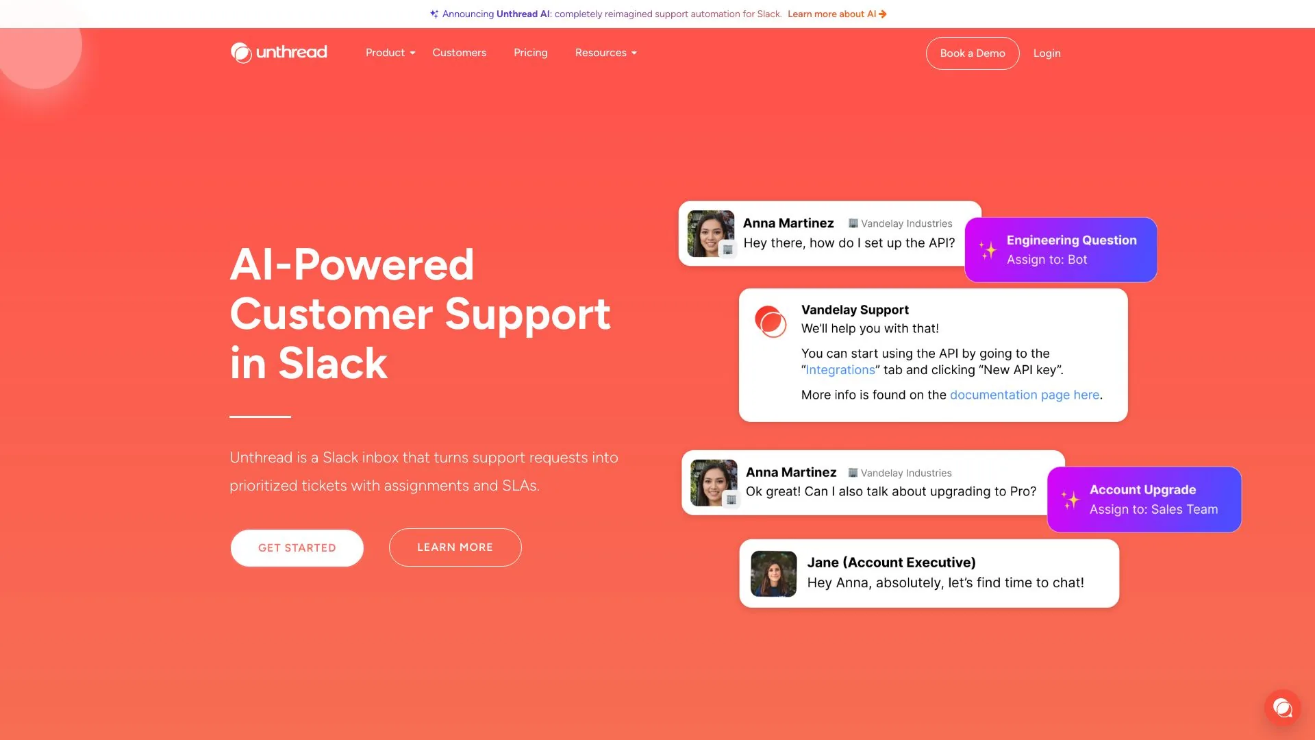 Unthread - AI Support in Slack screenshot