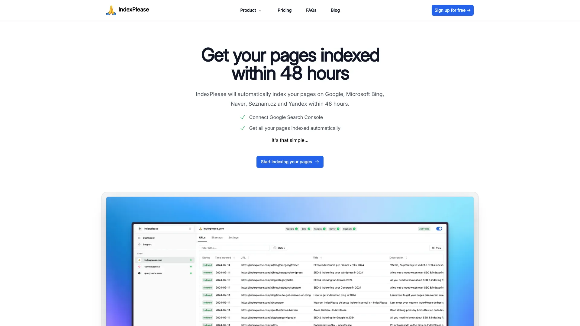 IndexPlease screenshot