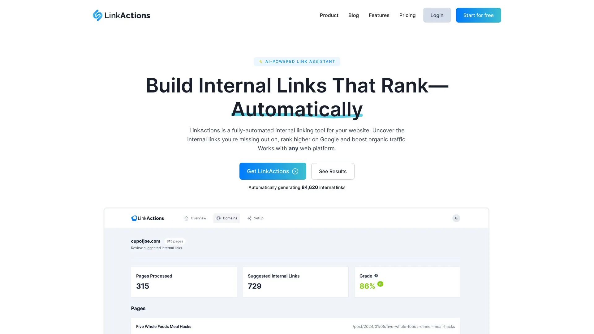LinkActions screenshot