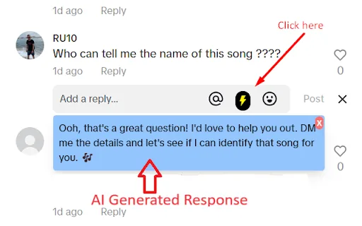 TikTok AI Comments Generator screenshot