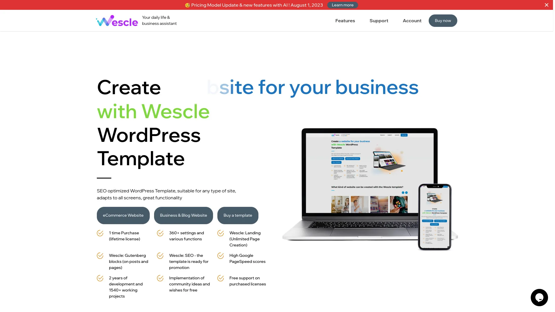 Wescle - AI SEO Optimized WordPress Template screenshot