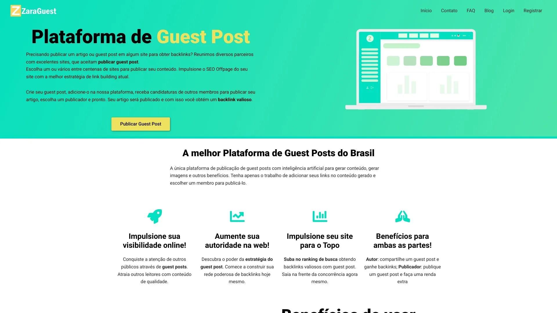 Plataforma de Guest Post - ZaraGuest screenshot
