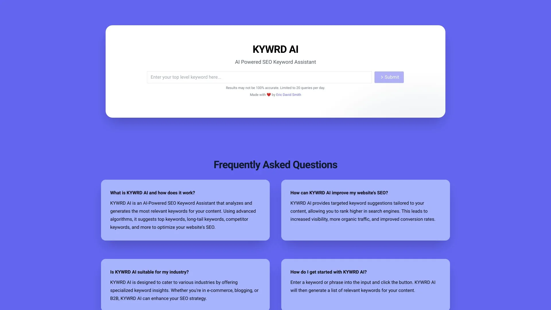 KYWRD AI - AI Powered SEO关键词助手 screenshot