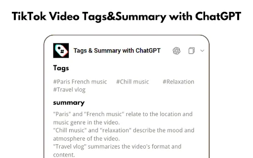 TikTok Video Tags Extension screenshot