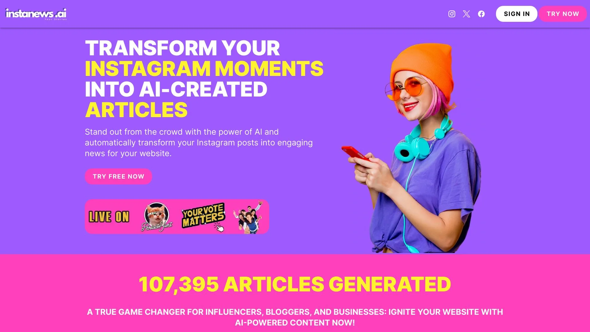 InstaNews.ai screenshot