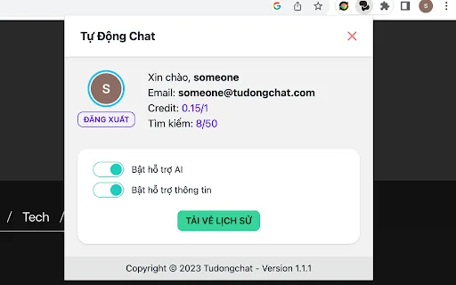 Tự động Chat Extension screenshot