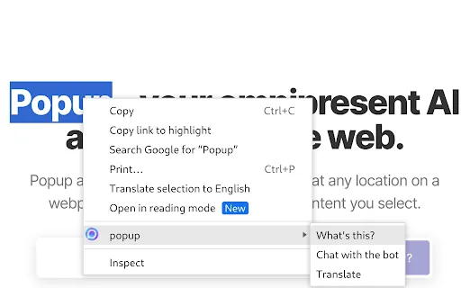 Popup screenshot