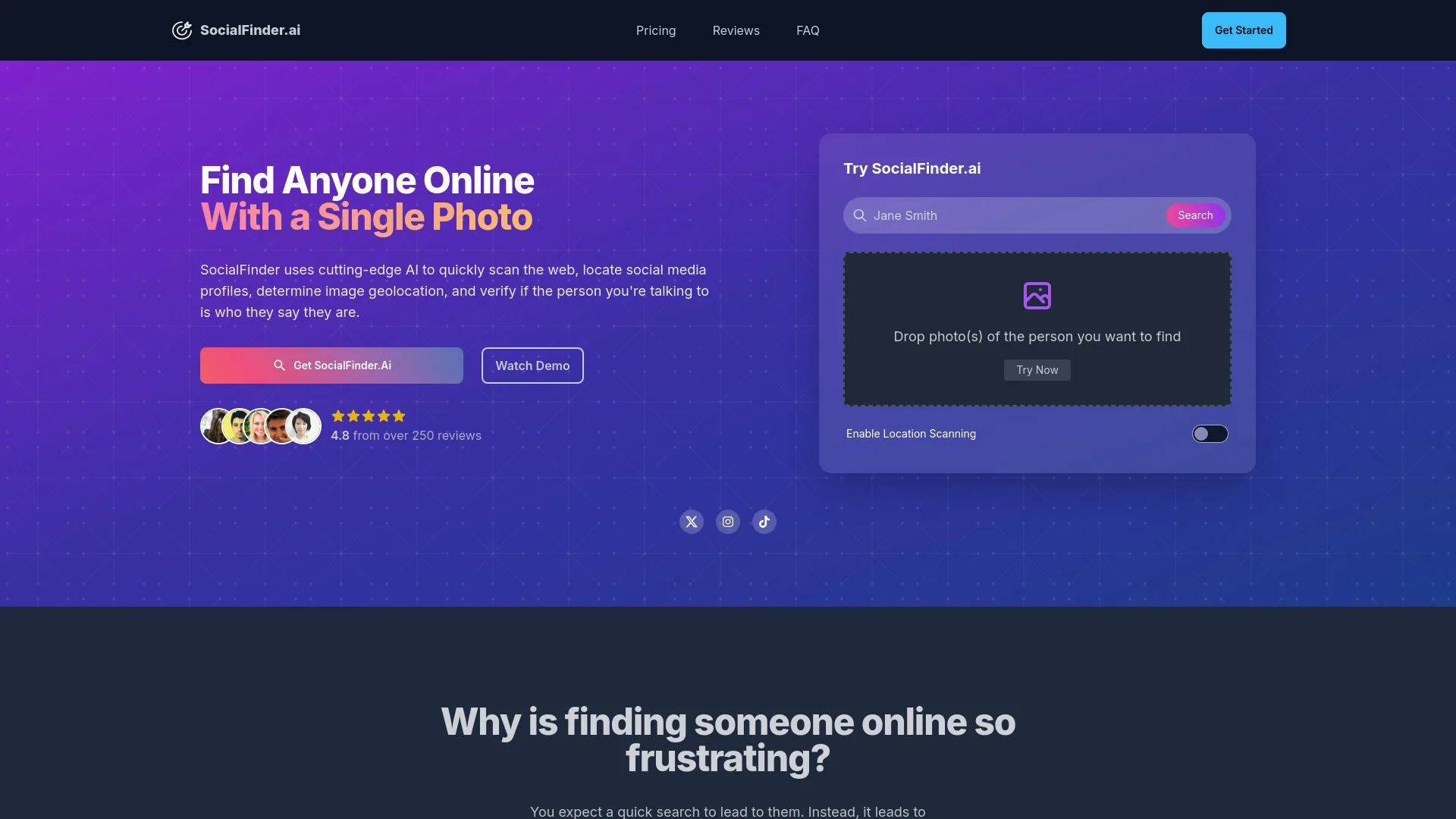 SocialFinder.ai screenshot