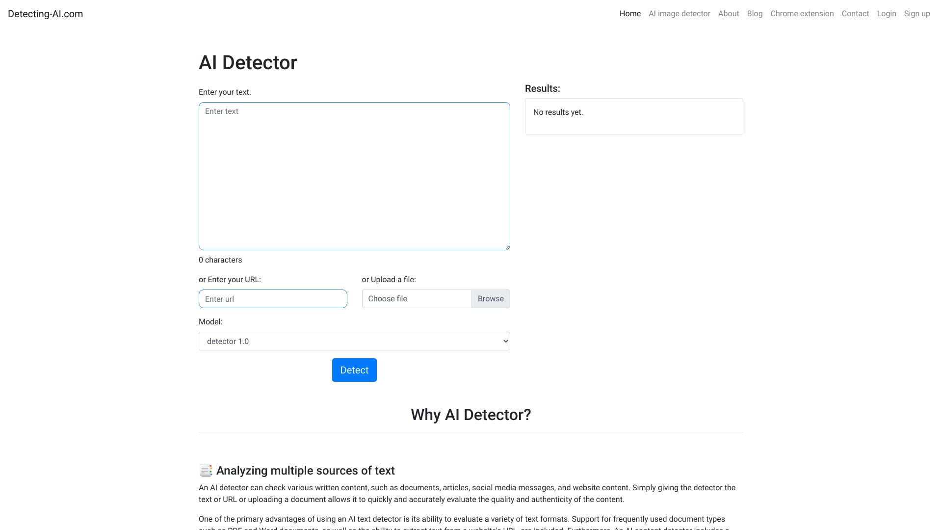 Detecting-AI.com screenshot