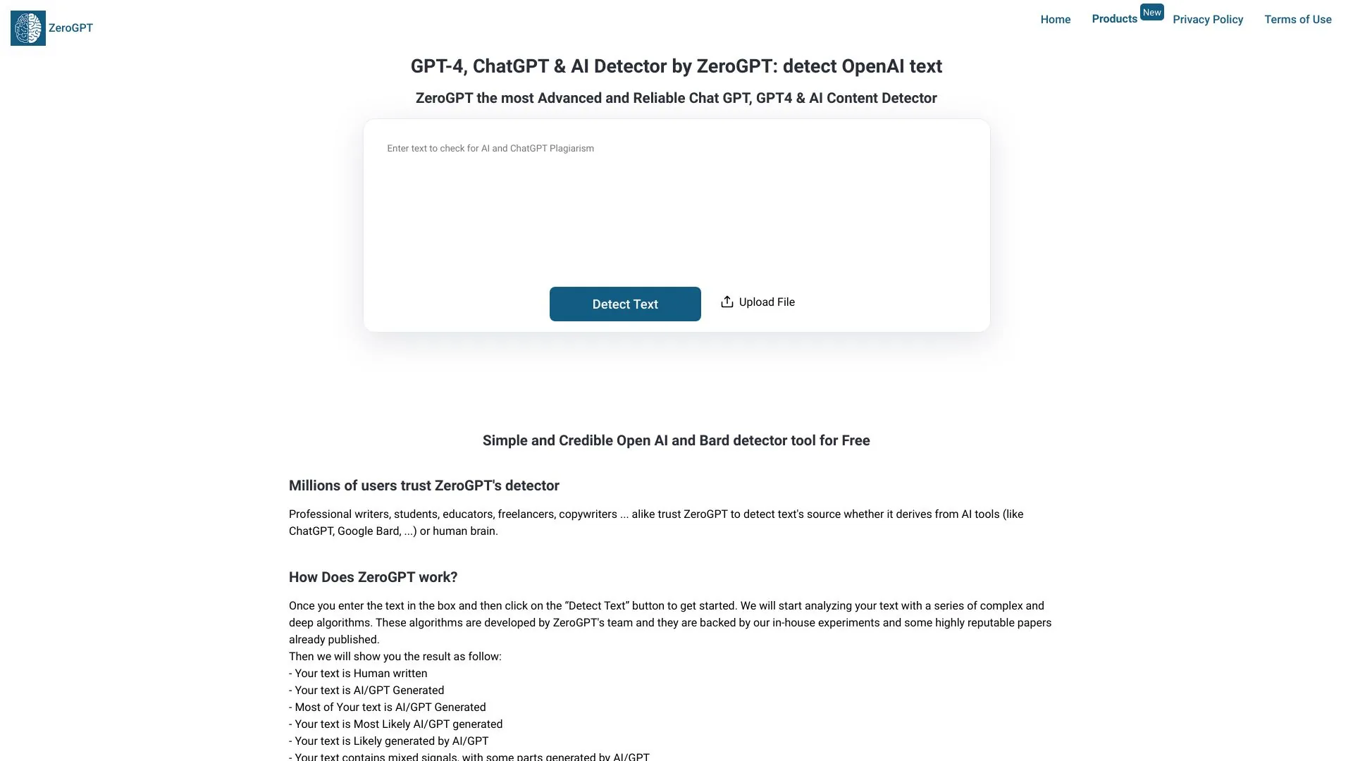 ZeroGPT screenshot