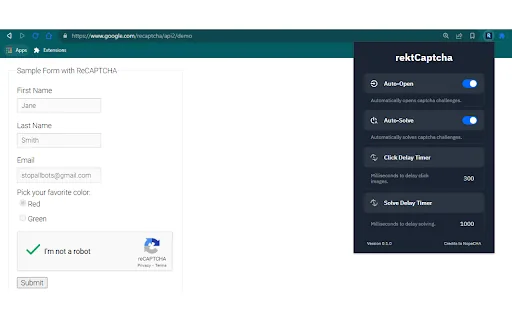 rektCaptcha screenshot