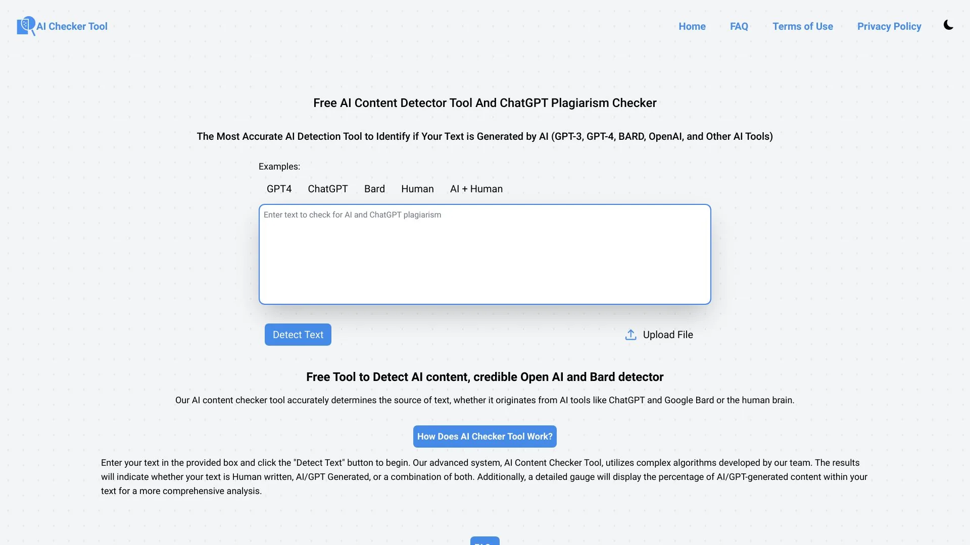 Free AI Content Detection Tool and ChatGPT Plagiarism Detector screenshot