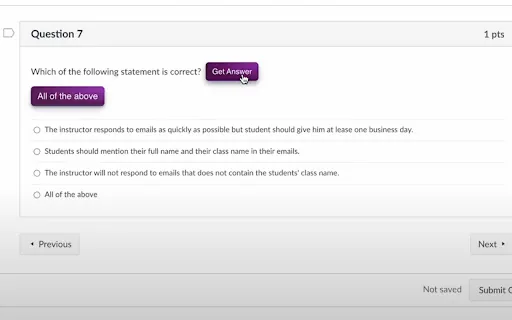 Canvas Quiz Answer Assistant screenshot