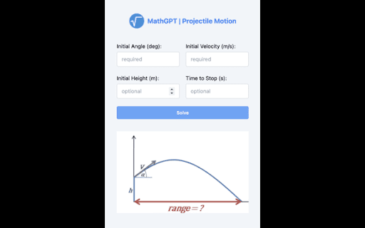 Projectile Motion Calculator and Solver by MathGPT screenshot